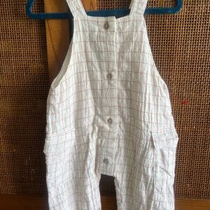 Zara White Button Front Overalls